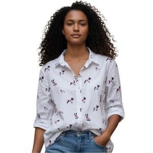 Jane and Delancey French Bulldog White Button Down Shirt Size M